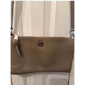 Taupe Leather Crossbody Bag - Women Tory Burch